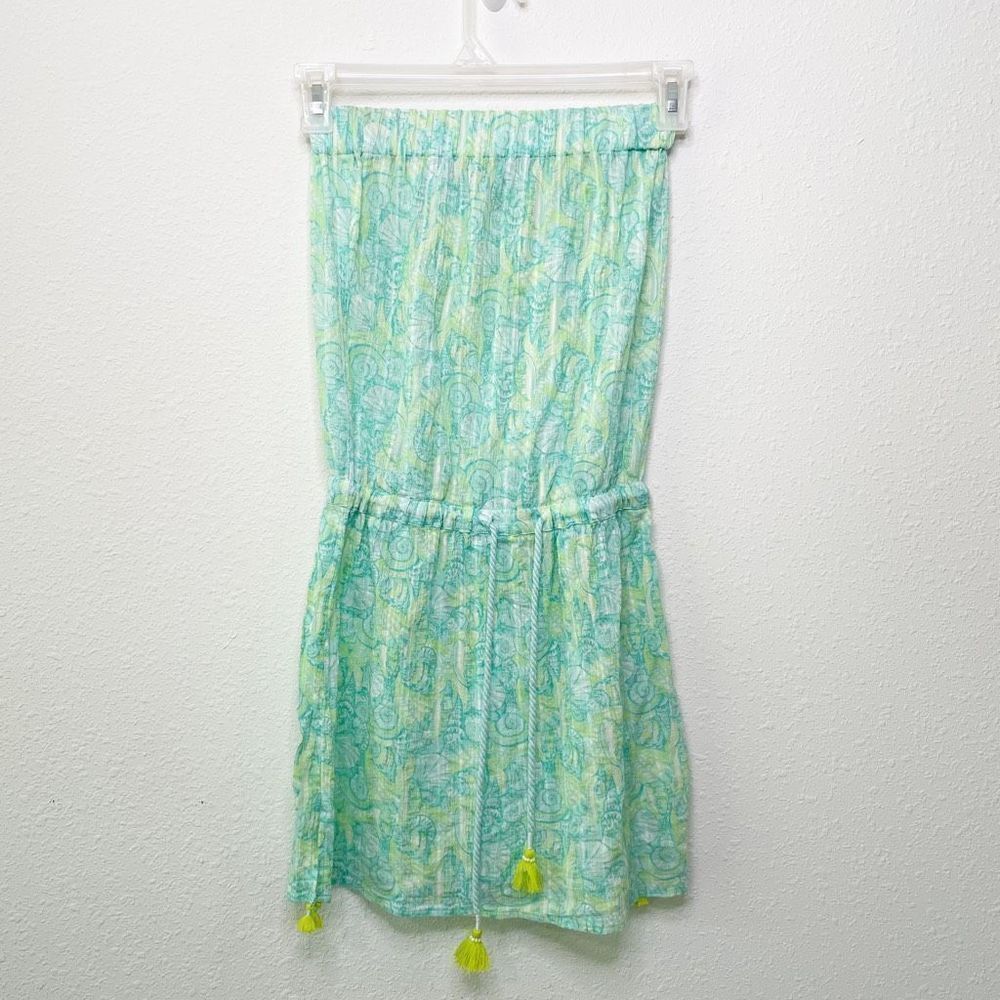 Vineyard Vines Women’s Green Blue Seashell Strapless Dress Size XXS